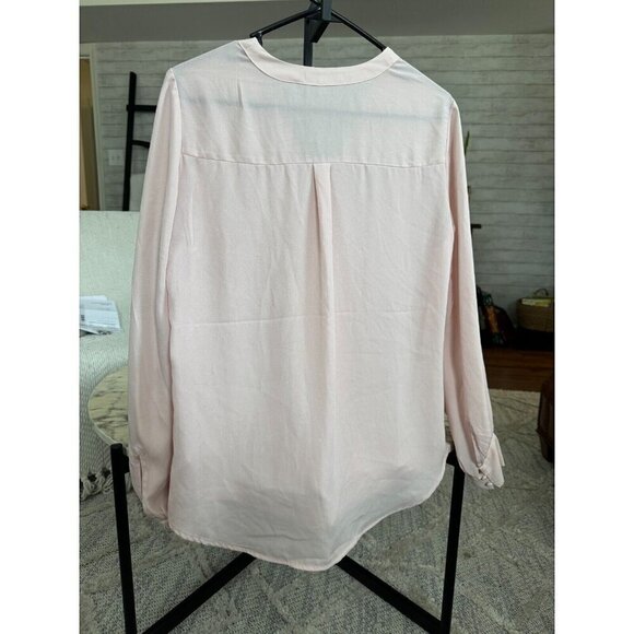 Express Button Front Blouson Sleeve Chelsea Popover Light Pink Shirt Size M - Picture 4 of 7
